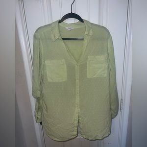 Green Sheer Button Up Blouse